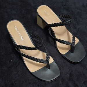 Sun + Stone Black Braided Women's Sandals